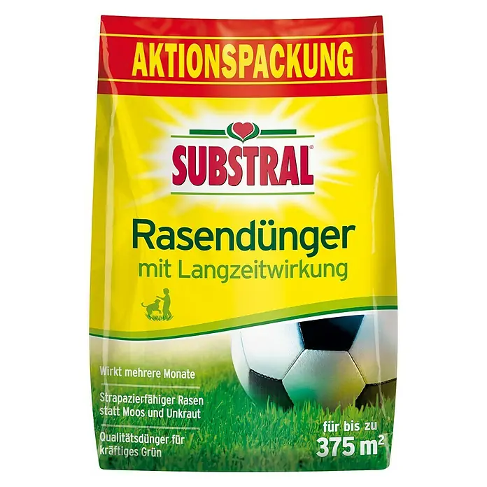 Substral Rasendünger - 7,5 kg, Inhalt ausreichend für ca.: 375 m² - Vorderansicht