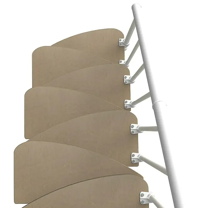 Fontanot Raumspartreppe Zen 2 - Breite: 61 cm, Weiß, Anzahl Steigungen: 13 Stk., Farbe Stufen: Birke Ulme Hell, Geschosshöhe: 250 cm - 304 cm - Ansicht von oben