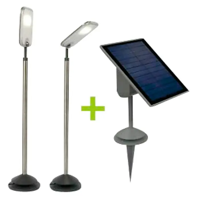 Lutec Baliza exterior LED 2 + panel solar Sun Connec - Gris, Altura: 58 cm