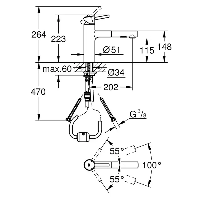 Grohe Concetto Spültischarmatur - Edelstahl, Matt, Ausziehbare Dual-Spülbrause