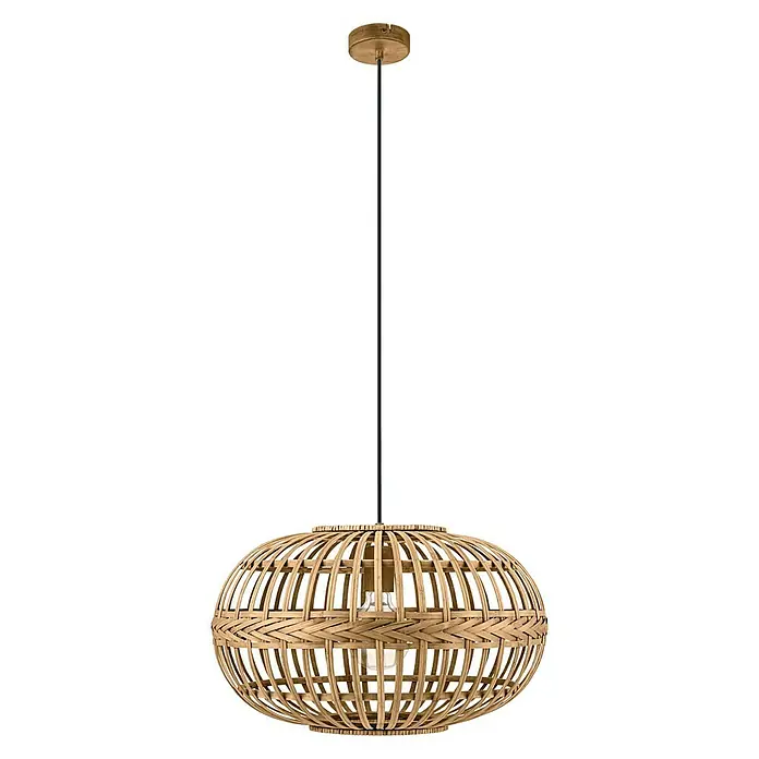 Eglo Pendelleuchte rund Amsfield - 60 W, Ø x H: 380 mm x 110 cm, Braun, E27 - Vorderansicht