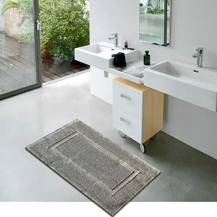 Badteppich Indigo - 50 x 80 cm, Grau, 100 % Baumwolle - Stimmungsaufnahme