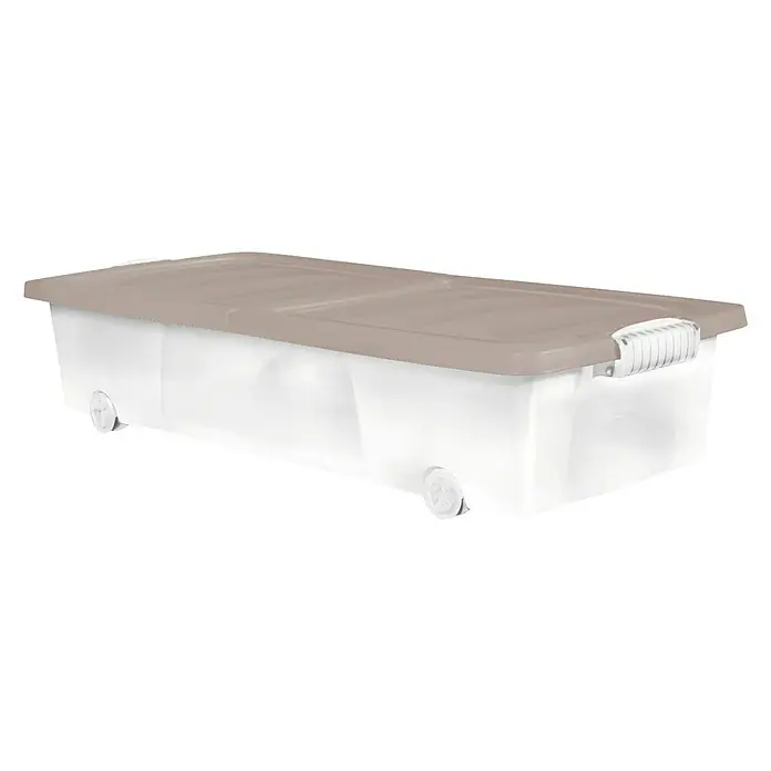 Unterbett-Rollenbox Undercover - L x B x H: 37,8 x 79,3 x 17,5 cm, Geteilter Deckel, Blau/Grün/Pink oder Braun