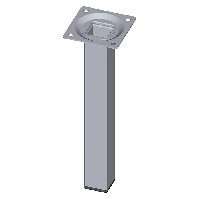 Element System Četverokutno čelično postolje - 25 x 25 x 200 mm, Nosivost: 30 kg, Boja: Krom - Pogled sprijeda