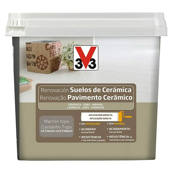 V33 Esmalte de color Renovación suelos de cerámica gris titanio - 750 ml, Satinado