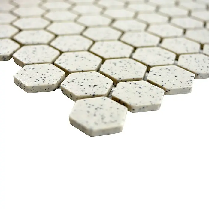 Mosaikfliese Hexagon Uni CU HX208S - 26 x 30 cm, Cremeweiß, Matt - Detailaufnahme
