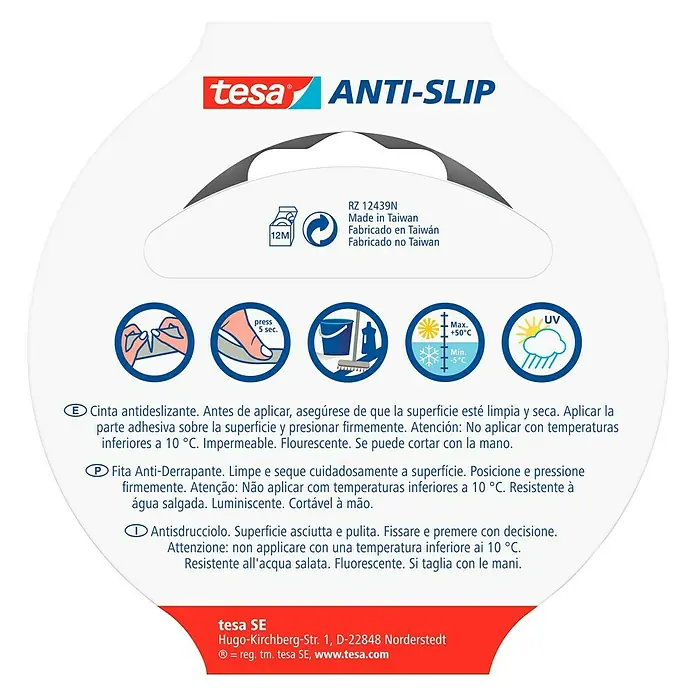 Tesa Cinta de señalización antideslizante Fluor - L x An: 5 m x 25 mm