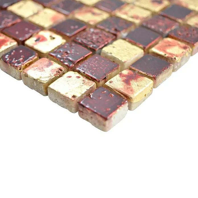 Mosaikfliese Quadrat XAM 67 - 30 x 30 cm, Gold/Rot