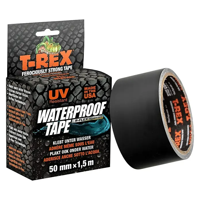 T-Rex Reparaturband Waterproof - Schwarz, 1,5 m x 50 mm - Vorderansicht