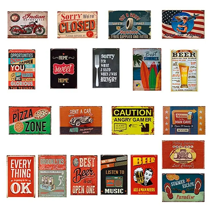 Placa metálica Surtido en 3D - Cartel en inglés, 20 x 30 cm