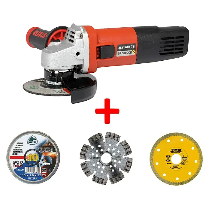 Stayer Set de amoladora angular SAB 800 CR + discos de corte - 800 W, 115 mm