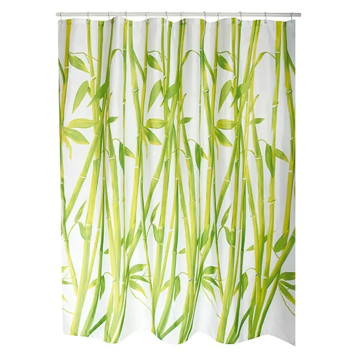 Venus Cortina de baño textil Bambú - An x Al: 180 x 200 cm, Blanco/Verde