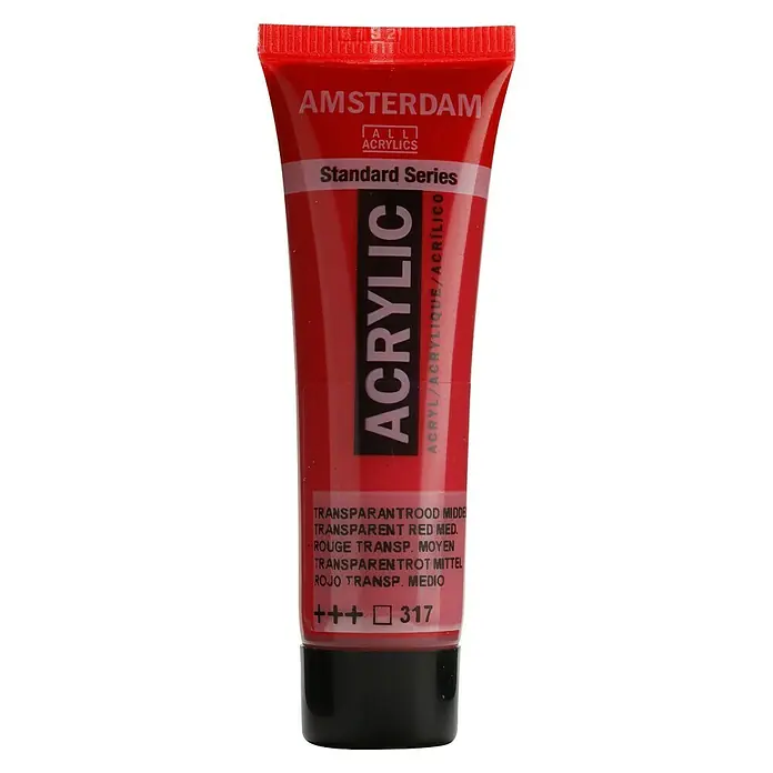 Talens Amsterdam Pintura acrílica Standard - Rojo transparente medio, 20 ml, Tubo