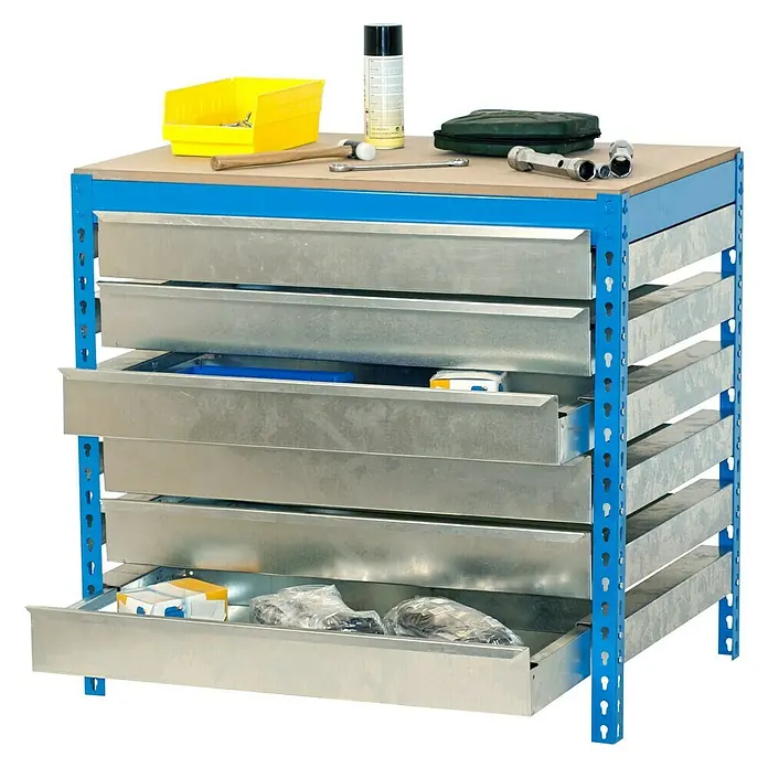 Simonrack Simonwork Banco de trabajo BT5 Box - L x An x Al: 61 x 91 x 84,2 cm, Capacidad de carga: 600 kg, Azul