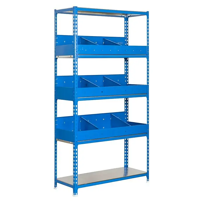 Simonrack Simonclick Estantería metálica Simondivisor Plus - L x An x Al: 40 x 100 x 200 cm, Capacidad de carga: 200 kg/balda, Número de baldas: 5 ud., Azul