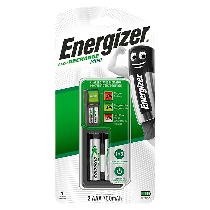 Energizer Ladegerät Mini - 2 Micro-Akkus (AAA) 700 mAh, Ladekanäle: 2