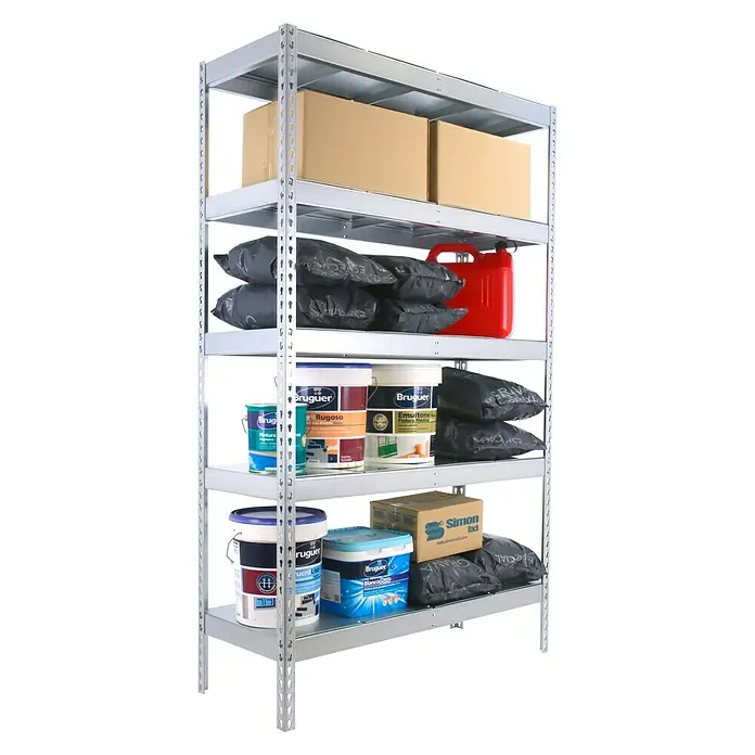 Simonrack Ecoforte Estructura de estantería - L x An x Al: 60 x 150 x 200 cm, Capacidad de carga: 400 kg/balda, Número de baldas: 5 ud., Galvanizado