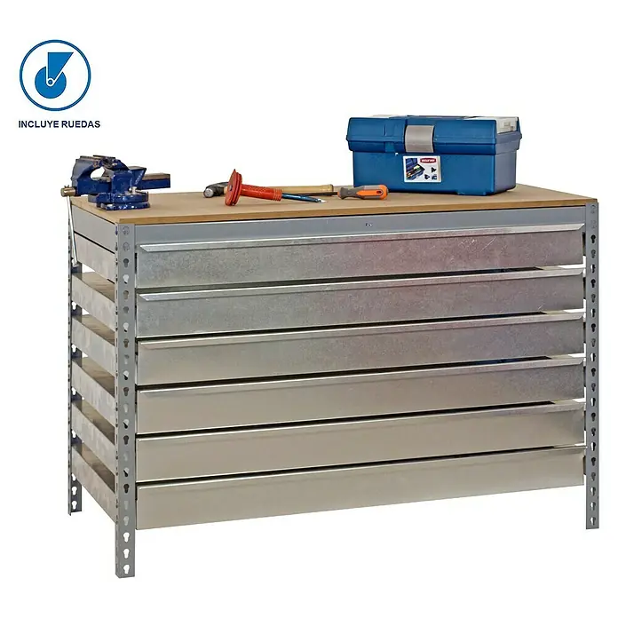 Simonrack Simonwork Banco de trabajo BT5 Box Mobile - L x An x Al: 76 x 120 x 95 cm, Capacidad de carga: 280 kg, Gris