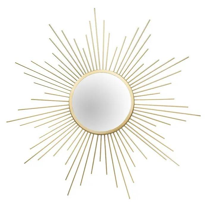 Wandspiegel Sun - Durchmesser: 60 cm, Gold, Metall - Vorderansicht