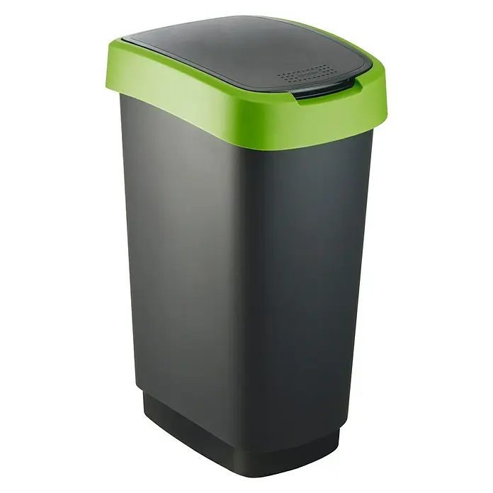 Rotho Kanta za otpad Twist - 50 l, Antracit-zelena, Kvadratno, Polipropilen - Pogled s desne strane