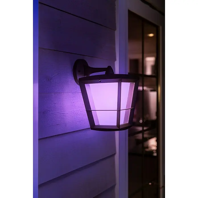 Philips Hue LED-Außenwandleuchte White & Color Ambiance Econic Laternenform - 15 W, 24,4 x 19,4 x 31,2 cm, Schwarz, IP44
