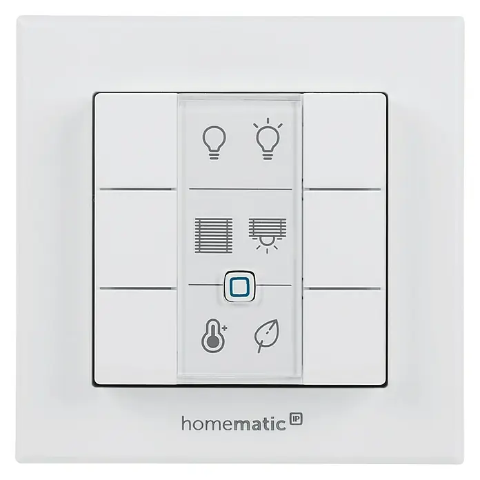 Homematic IP Funk-Wandtaster 6-fach - Batteriebetrieben, Weiß, 22 x 86 x 86 mm - Vorderansicht