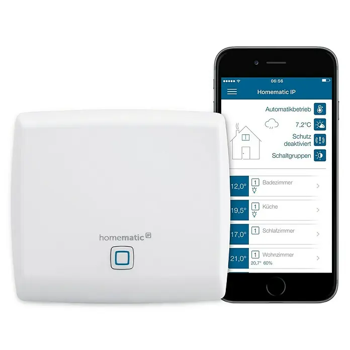 Homematic IP Steuerzentrale Access Point - Weiß, 11,8 x 10,4 x 2,6 cm, Funkfrequenz: 868 - 868,6 MHz/869,4 - 868,65 MHz - Vorderansicht