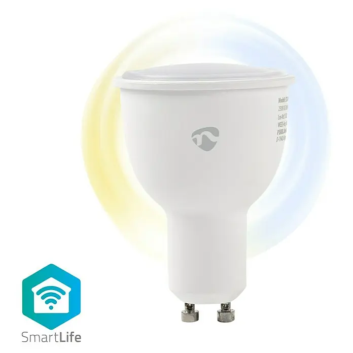 Nedis Smartlife LED-Leuchtmittel - 1 Stk., GU10, 4,5 W, Einstellbare Farbtemperatur, Dimmbar - Vorderansicht