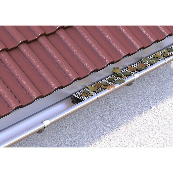 Sarei Laubstop - Länge: 1,25 m, Passend für: Dachrinnen mit Nennweite 100 mm - Anwendungsbeispiel