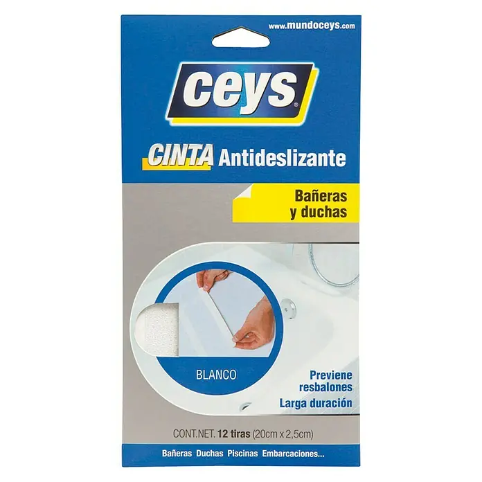 Ceys Cinta adhesiva protectora Antideslizante - 20 x 2,5 cm, Blanco