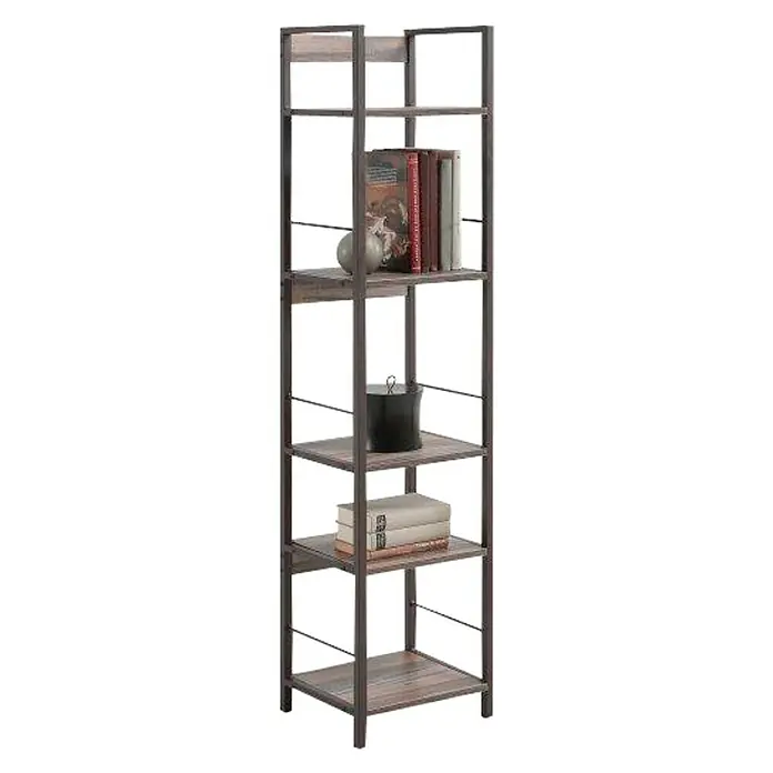 Estantería de madera Kala Industrial - An x Al: 34 x 150 cm, Madera, Marrón, Negro