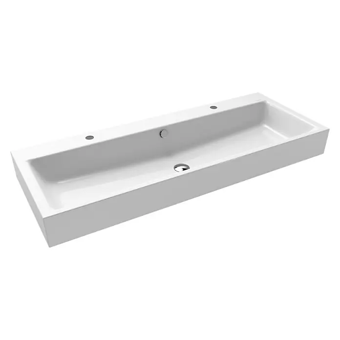 Kaldewei Waschtisch Puro - 120 x 46 cm, Mit schmutzabweisender Glasur, Anzahl Hahnlöcher: 2, Weiß - Vorderansicht