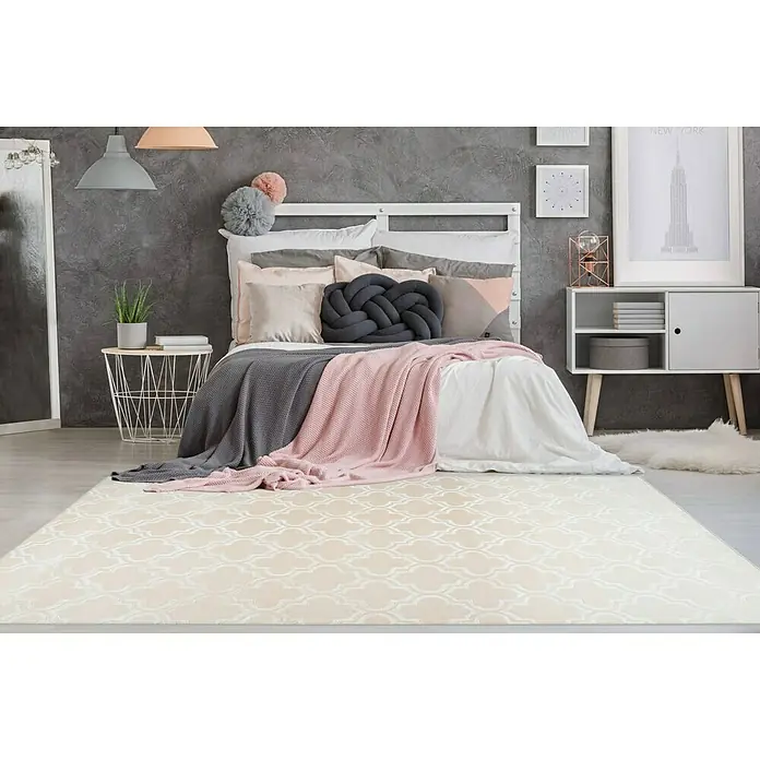 Kayoom Kurzflorteppich Monroe I - Creme, 170 x 120 cm, 100 % Polyester - Stimmungsaufnahme