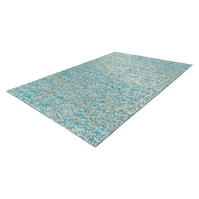 Kayoom Echtlederteppich Finish - Türkis, 150 x 80 cm, 100 % Leder - Rechte Seitenansicht