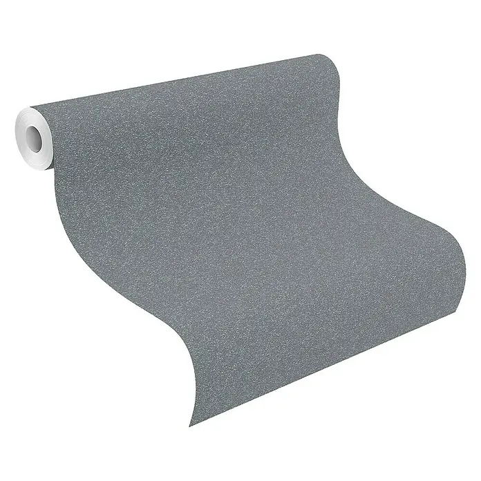 Rasch Berlin Vliestapete Muschel - Dunkelgrau, Uni, 10,05 x 0,53 m