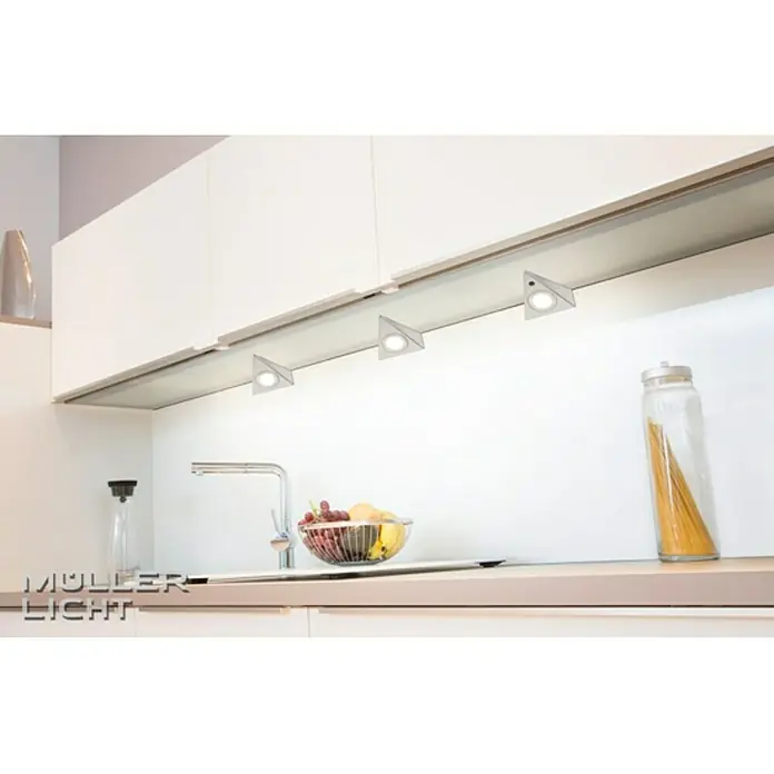 Müller-Licht LED-Unterbauleuchte Trios Sensor silver - 8 W, Infrarot-Bewegungssensor, L x B x H: 14,5 x 13,5 x 4,1 cm, Silber