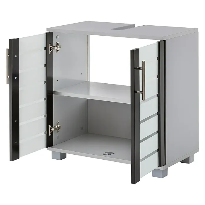 Schildmeyer Niko Waschtischunterschrank - 62,5 x 32,5 x 65 cm, Silber/Anthrazit - Detailaufnahme