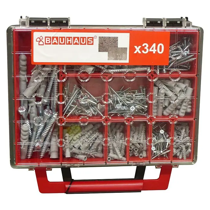 BAUHAUS Surtido de tacos y tornillos - 340 piezas