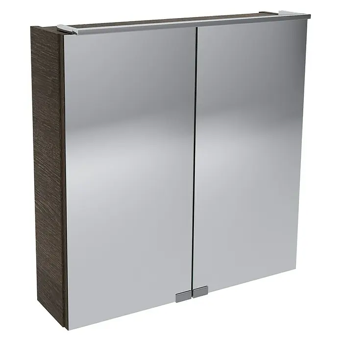 Camargue Stella LED-Spiegelschrank - B x H: 60 x 68,4 cm, Mit Beleuchtung, Spanplatte, Eiche Maron - Linke Seitenansicht