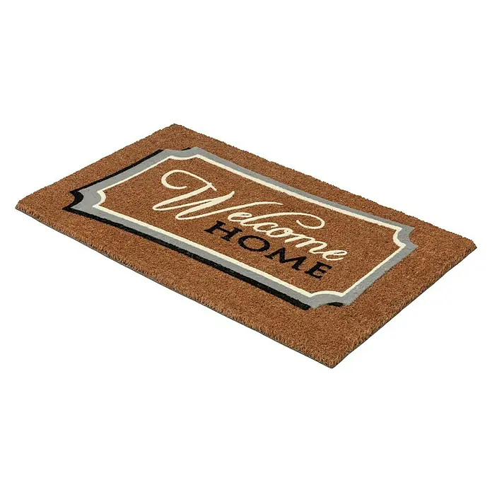 Astra Coco Design Kokosfußmatte - Welcome Home, Kokosbraun/Schwarz/Weiß, 75 x 45 cm, 100 % Kokos