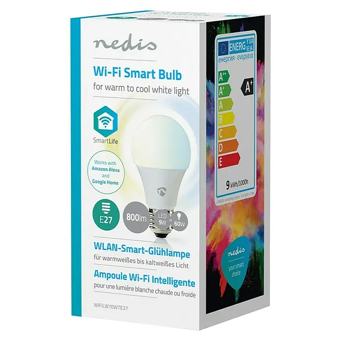 Nedis Smartlife LED-Leuchtmittel - 1 Stk., E27, 9 W, Einstellbare Farbtemperatur, Dimmbar - Vorderansicht