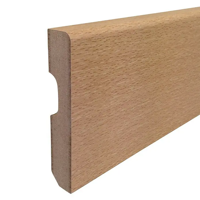 Rufete Zócalo de melamina - Haya, 2,24 m x 14 mm x 80 mm, Redondeado