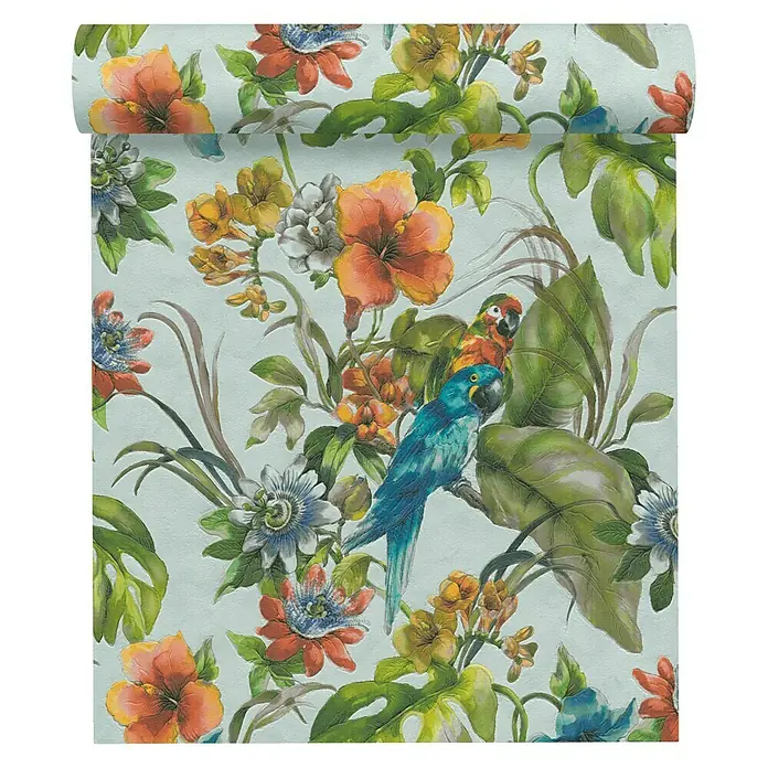 AS Creation Il Decoro Strukturtapete - Blau, Floral, Reliefstruktur, 10,05 x 0,53 m - Vorderansicht