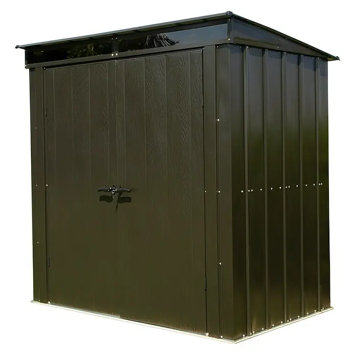 Spacemaker Gerätehaus Onyx - Außenbreite inkl. Dachüberstand: 208 cm, Außentiefe inkl. Dachüberstand: 130 cm, Stahl, Onyxschwarz - Rechte Seitenansicht