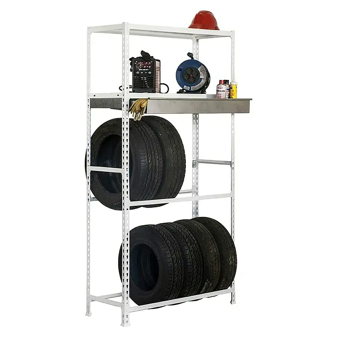 Simonrack Simongarage Estantería para neumáticos Box Megaplus - L x An x Al: 40 x 120 x 200 cm, Capacidad de carga: 180 kg/balda, Número de baldas: 4 ud., Blanco
