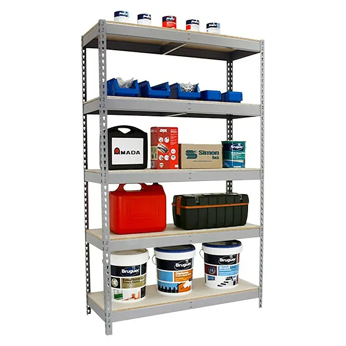 Simonrack Simonforte Estantería para cargas pesadas Chipboard - L x An x Al: 45 x 240 x 200 cm, Capacidad de carga: 400 kg/balda, Número de baldas: 5 ud., Galvanizado