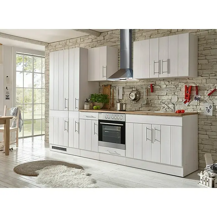 Respekta Premium Kuhinjski komplet - Širina: 300 cm, S električnim uređajima, Imitacija bijelog ariša