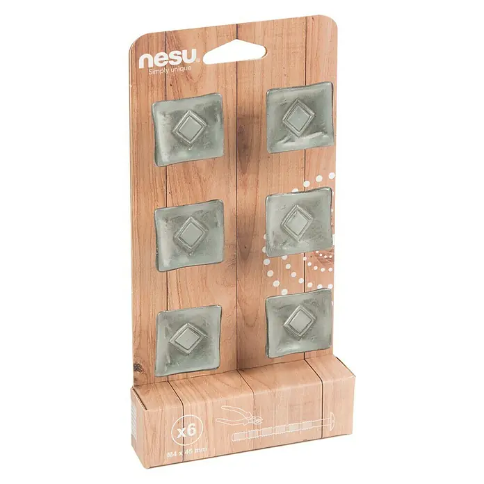 Nesu Set de tiradores para muebles 2313 6 uds. - L x An x Al: 3,3 x 3,3 x 2,1 cm, Acero, Niquelado