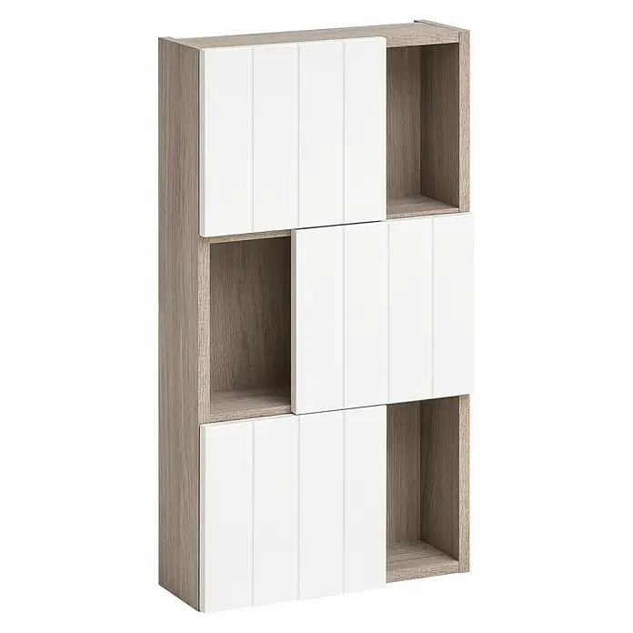 Camargue Polar Hängeschrank - 39,5 x 15 x 78,5 cm, 3 Türen, Eiche Weiß, Matt