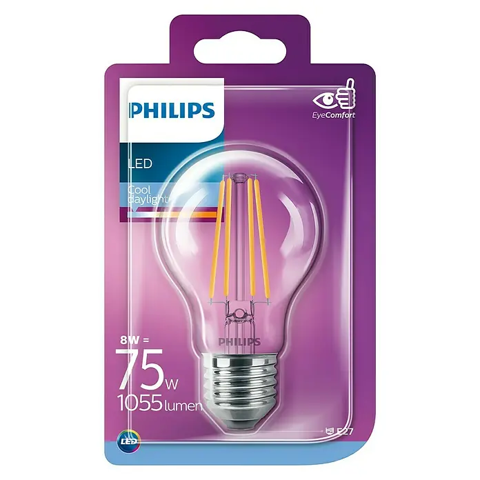 Philips Bombilla LED Vintage - 8 W, E27, Color de luz: Blanco frío, No regulable, Redonda